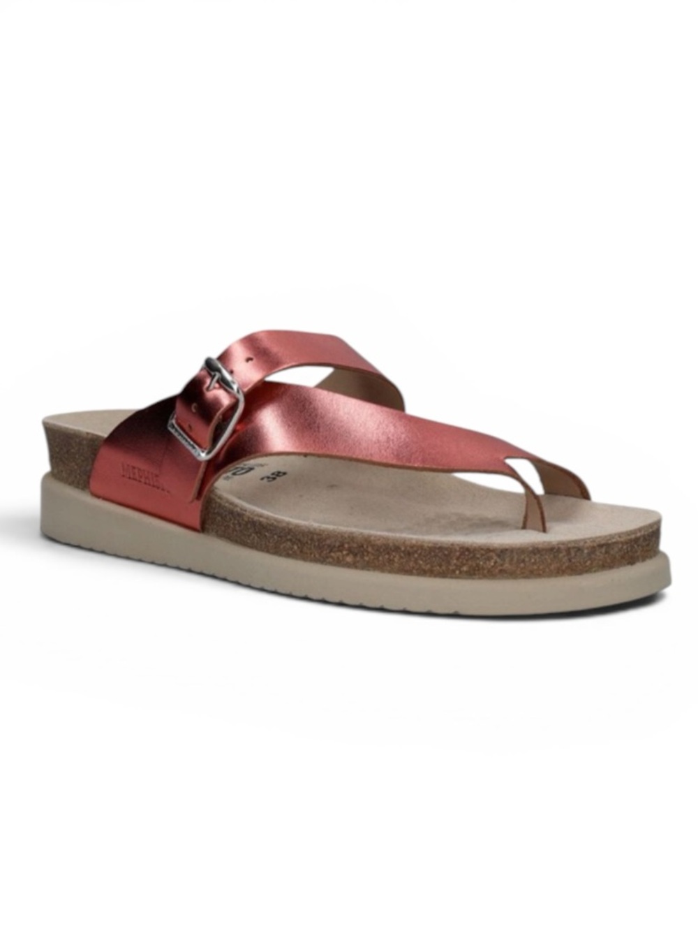 Mephisto Metallic Rose Leather Helen Toe Post Sandals